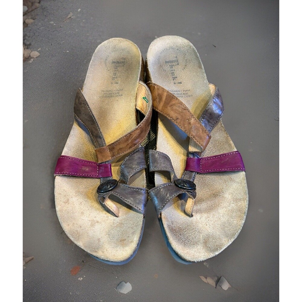 Think! Julia Strappy Leather Casual Footbed Sandals EUR 41 Womens Size 10-10.5